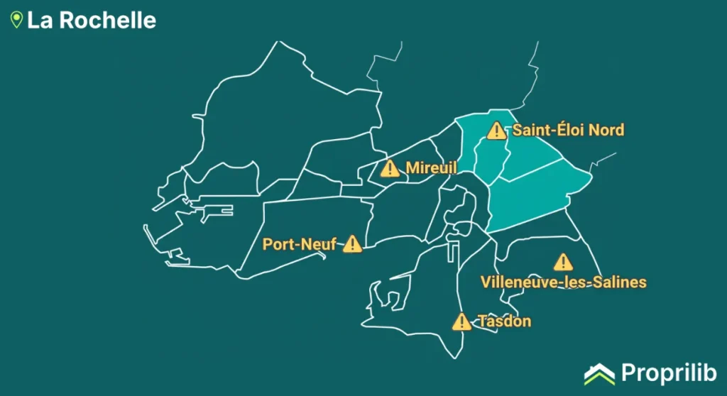 Carte des quartiers chauds à La Rochelle