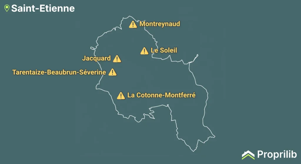 Carte des quartiers dangereux à Saint-Etienne
