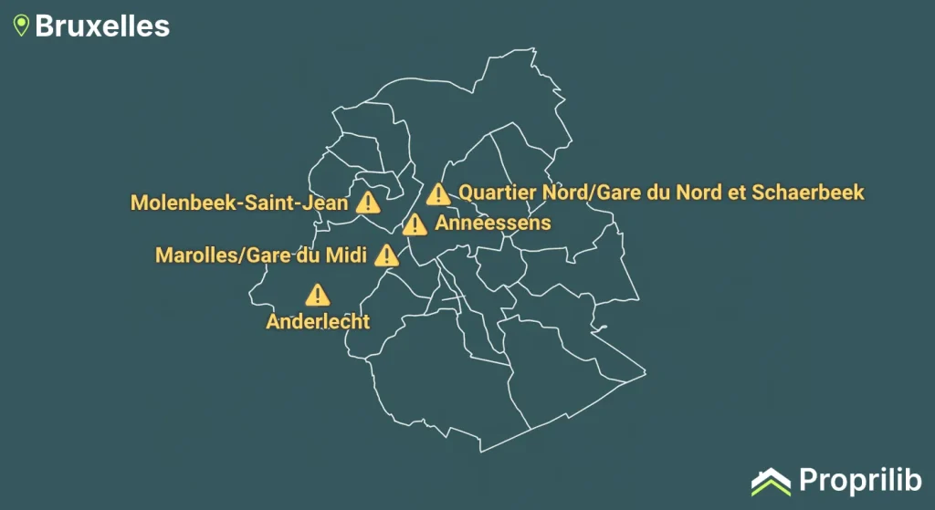 Cartes des secteurs à risque à Bruxelles