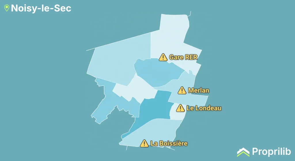Carte quartier a eviter Noisy-le-Sec