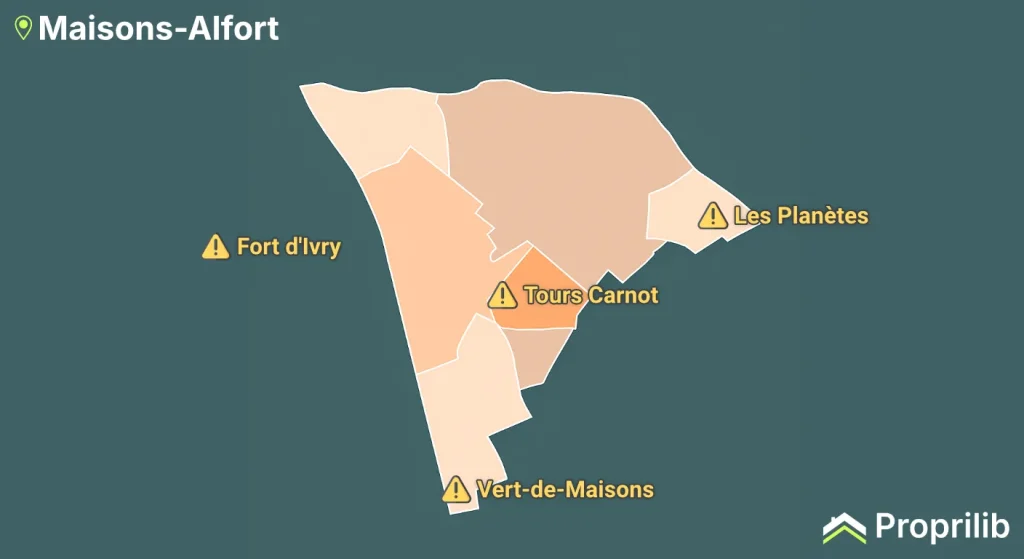Carte quartier sensible Maisons-Alfort
