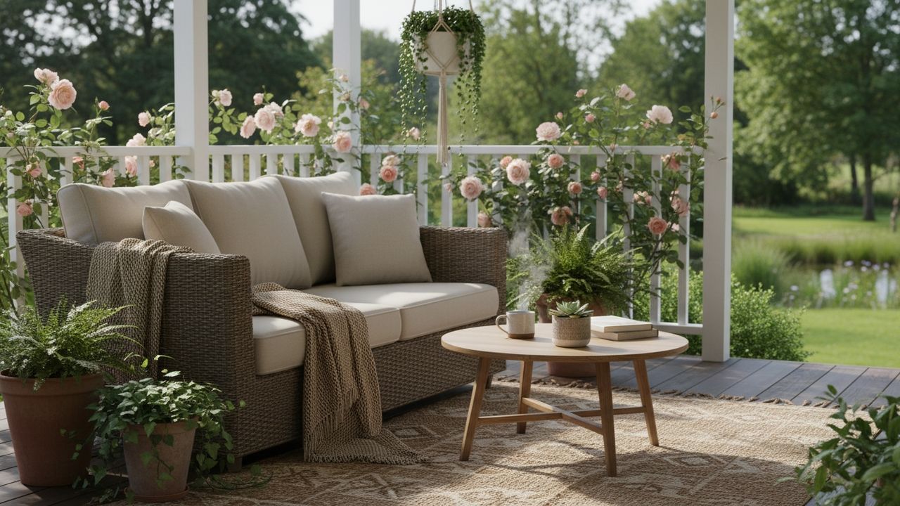 Veranda cosy et verte