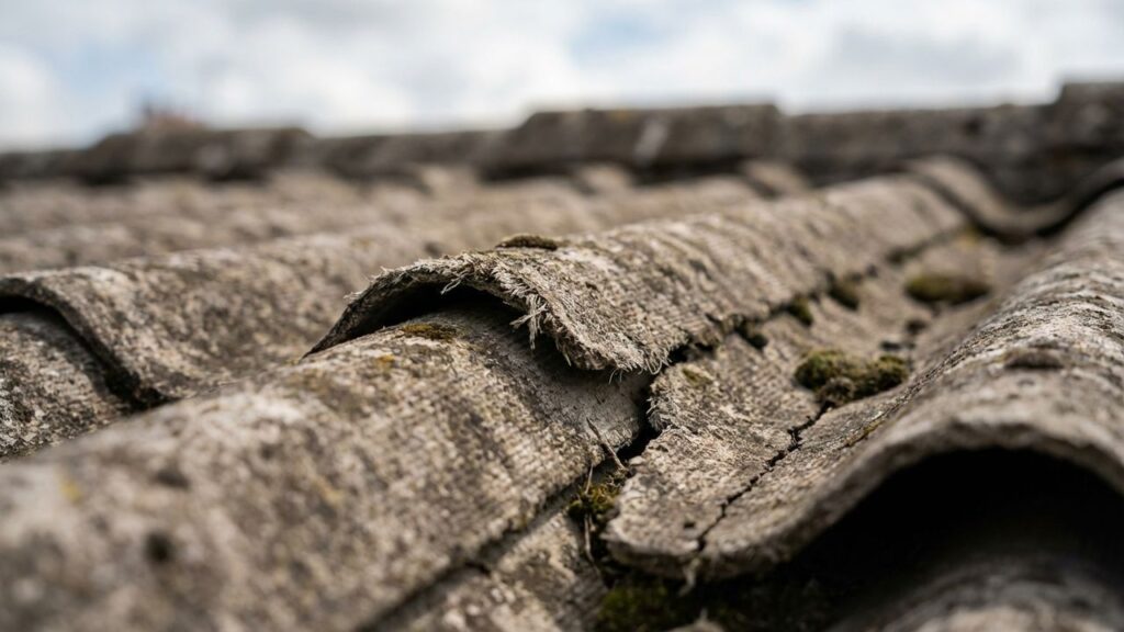 Plaque d'amiante sur un toit