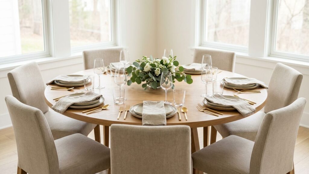 Grande table ronde pour huit convives