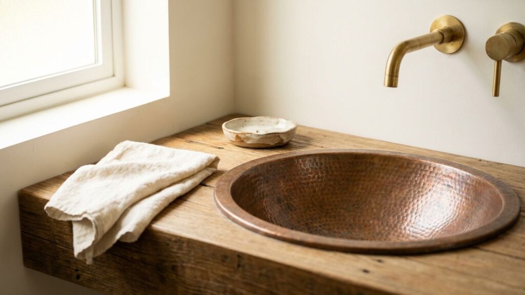 Vasque chaleureuse couleur terracotta