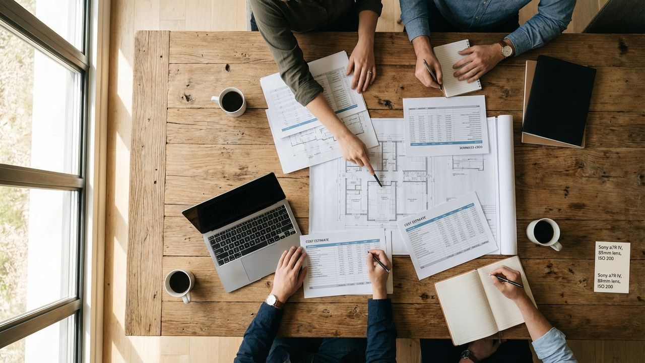 Architecte présentant un devis à de futurs clients