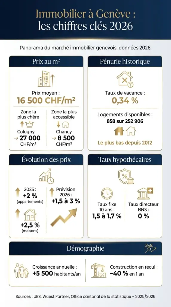 Infographie sur l'état du marché immobilier à Genève