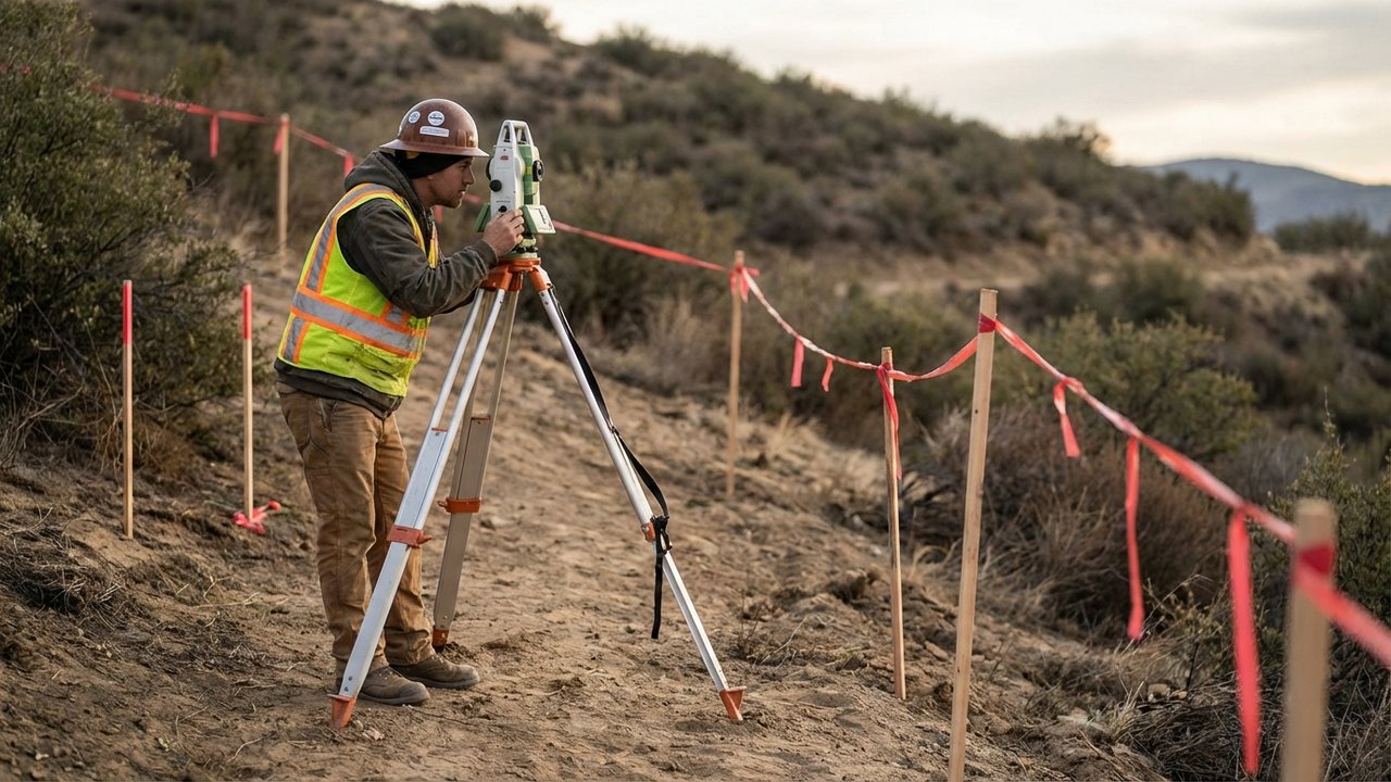 Mesure des limites d'un terrain aux contours irréguliers