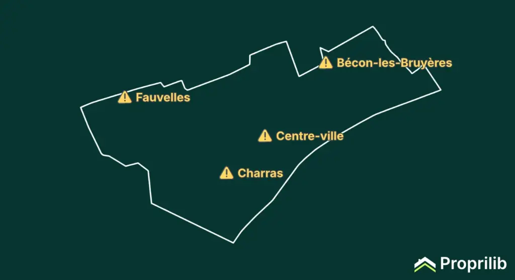 Carte des secteurs sensibles à Courbevoie