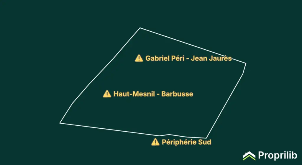 Carte des zones dangereuses à Monrouge