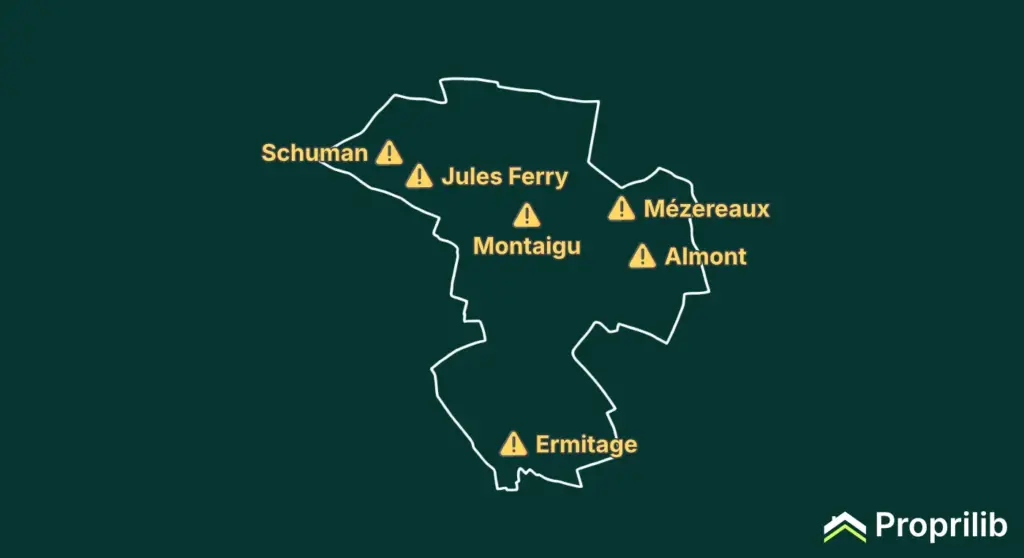 Carte des quartiers chauds à Melun