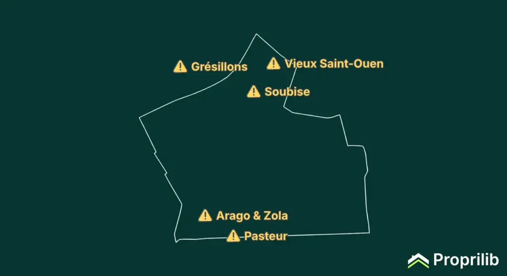 Carte des quartiers chauds à Saint-Ouen-sur-Seine