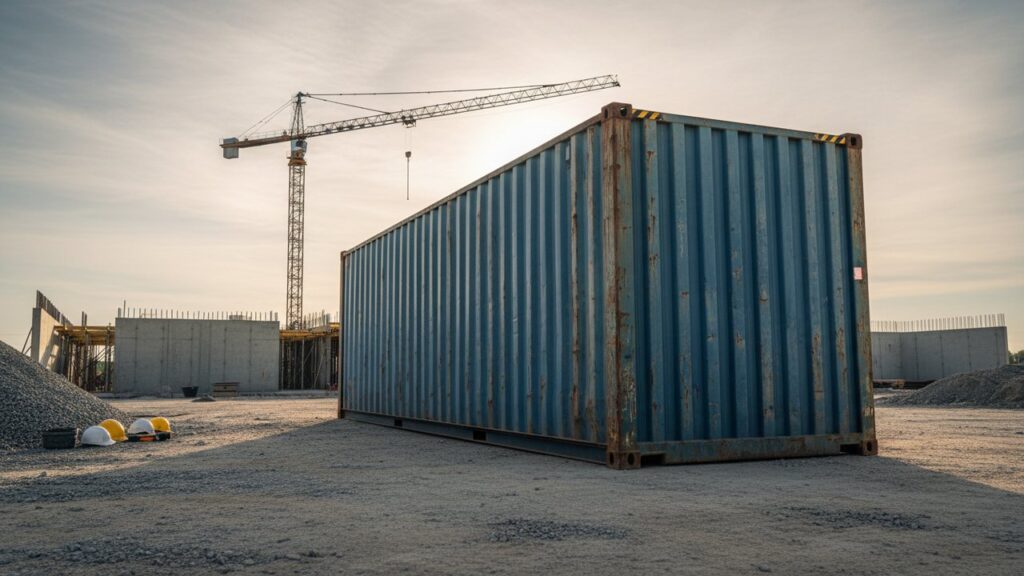 Container de stockage sur un chantier de construction