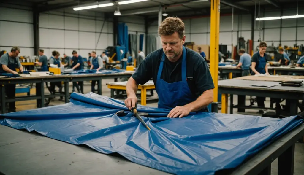 Fabrication d'une bache industrielle en usine