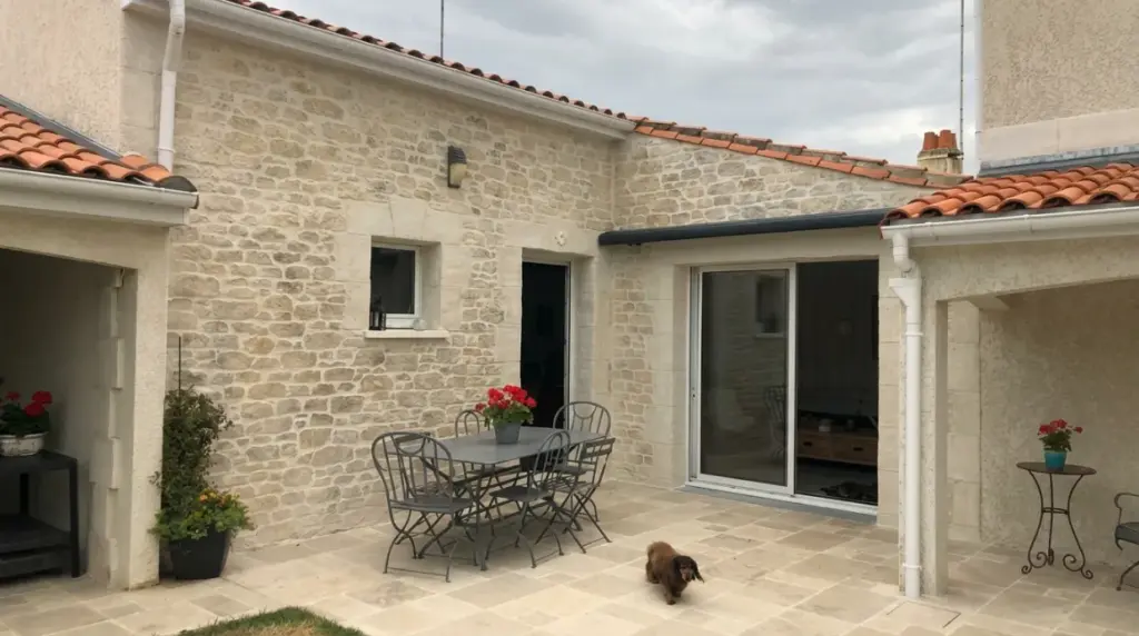 Façade d'une maison en pierre entièrement restaurée par des professionnels du bâtiment