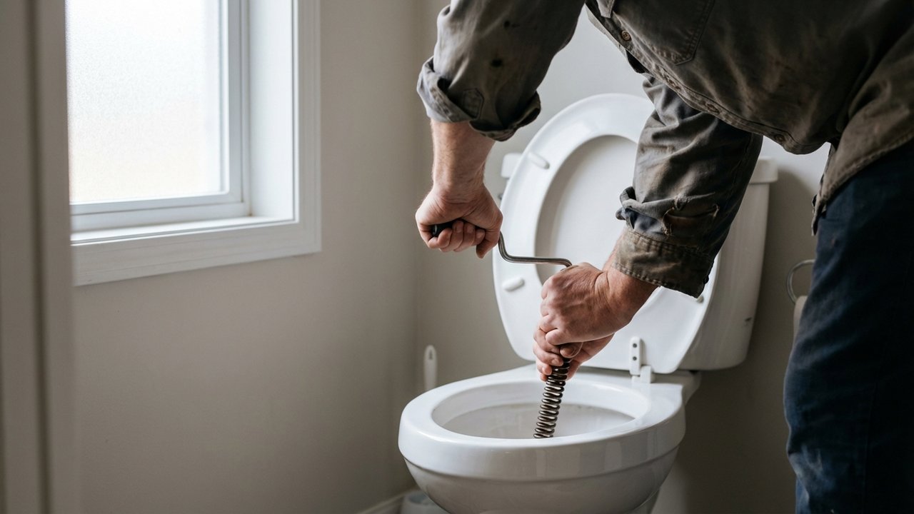 Rotation de la manivelle du furet pour désagréger l'obstruction