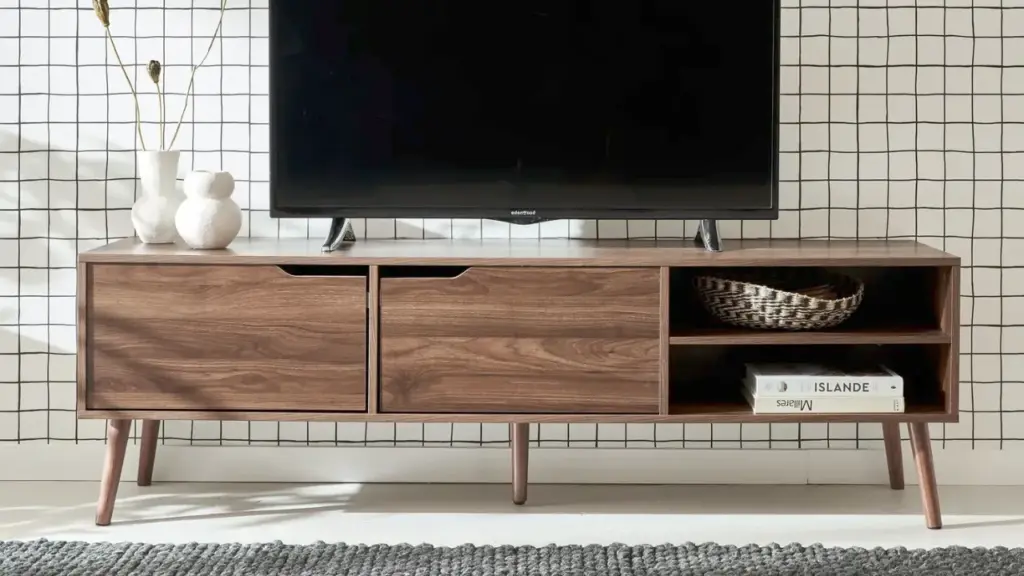 Meuble TV de 160 centimètres en bois de noyer