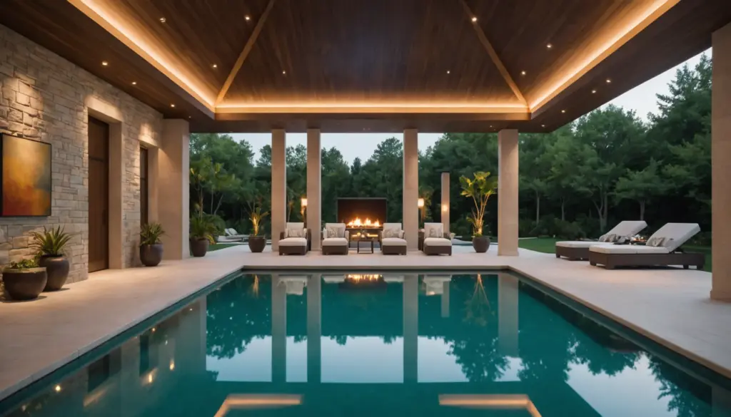 Piscine couverte ouverte sur l'extérieur