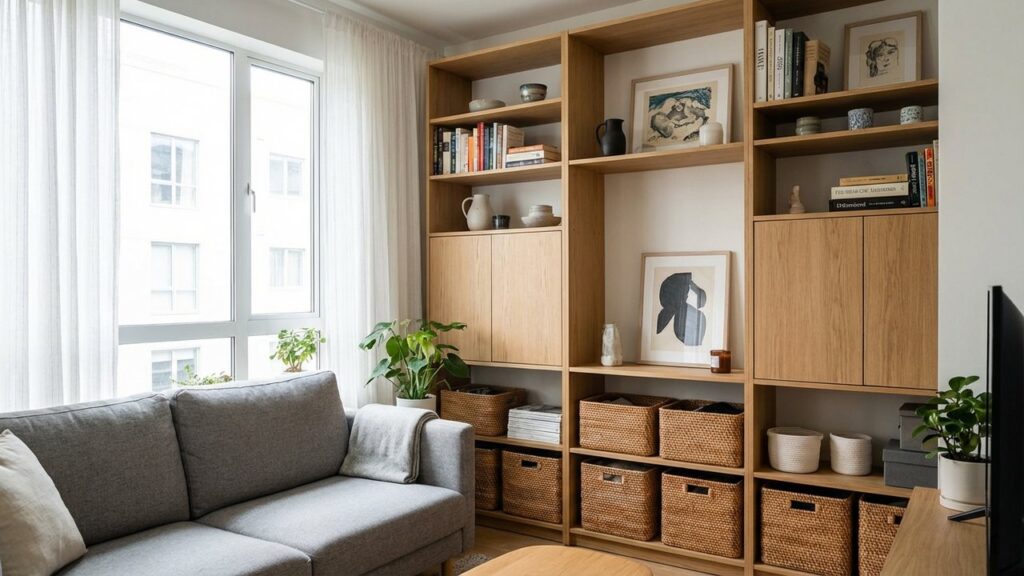 Solutions de rangement optimisées pour petit espace avec étagères murales