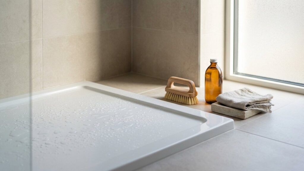 Receveur de douche en résine blanche propre et brillant