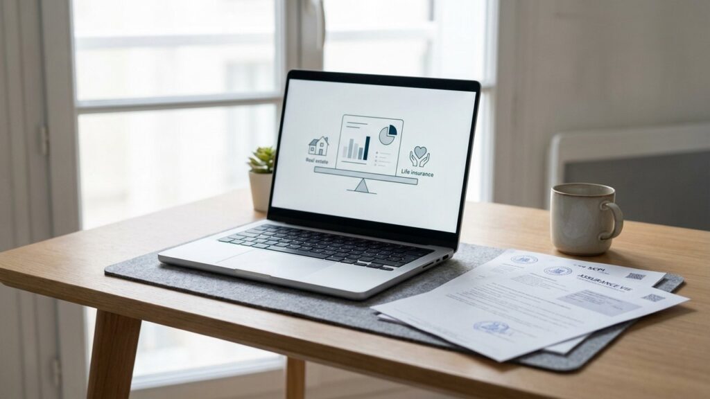 Portefeuille d'investissement SCPI en assurance vie sur un écran