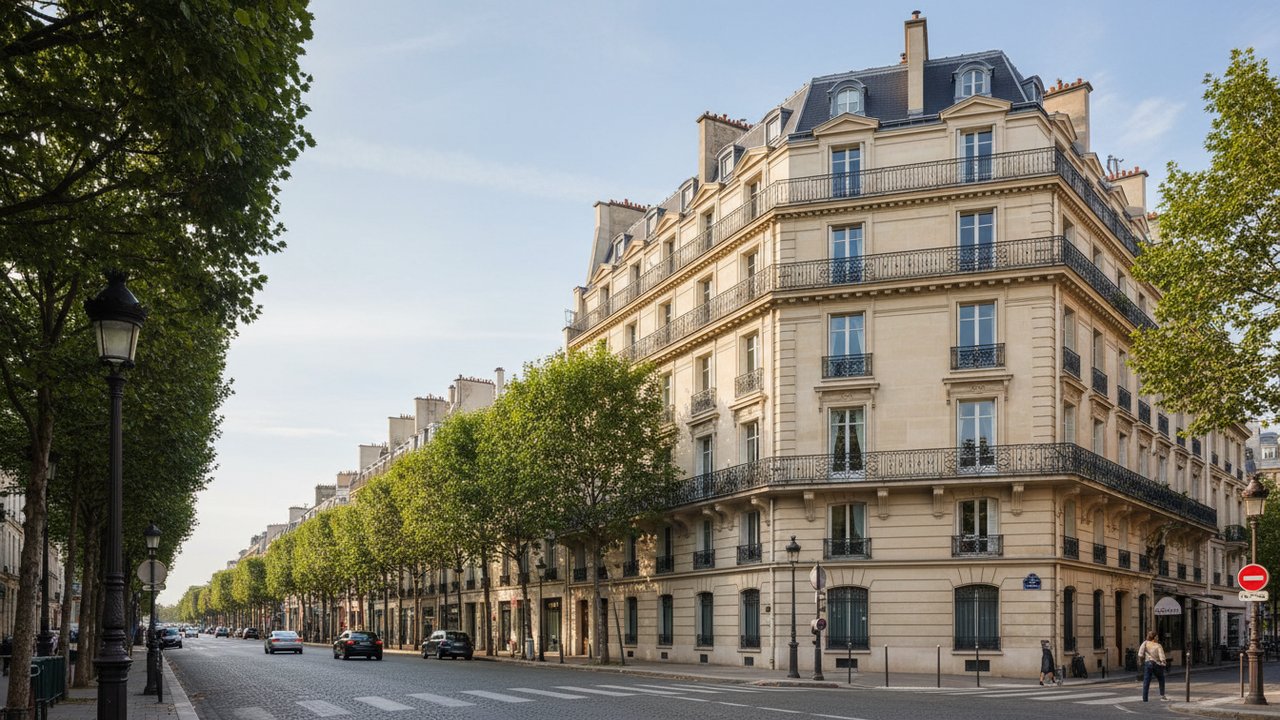 Architecture haussmannienne et avenue élégante du Triangle d'Or à Bordeaux