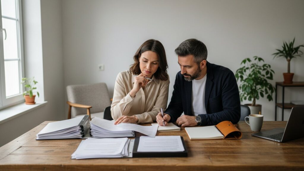 Couple préparant la vente de sa maison sans agence immobilière