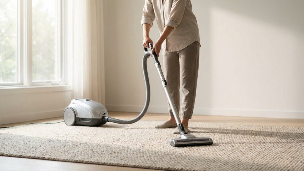 Aspiration d'une moquette avec brosse adaptée