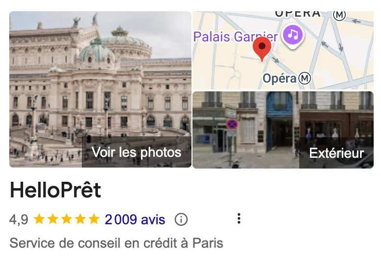 Les avis Google d'Hello Prêt