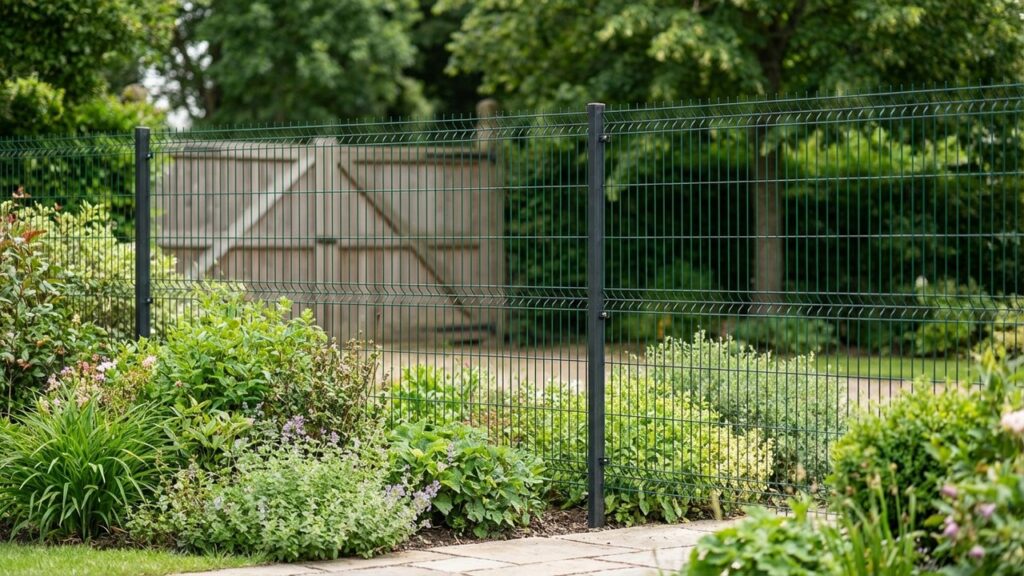 Panneau de clôture rigide vert avec maille en fil d'acier galvanisé