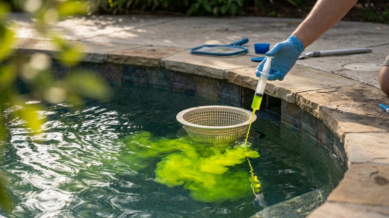 Application de colorant fluorescent pour localiser une fuite de piscine