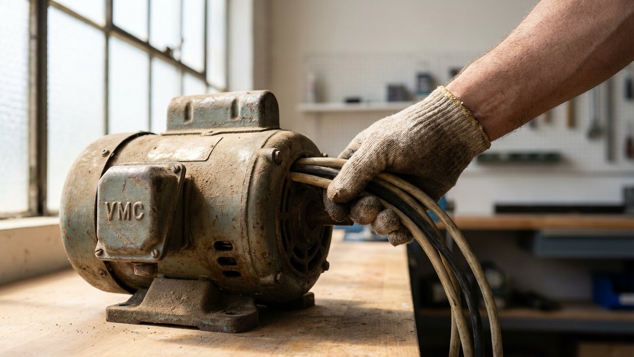 Déconnexion des câbles électriques d'une ancienne VMC