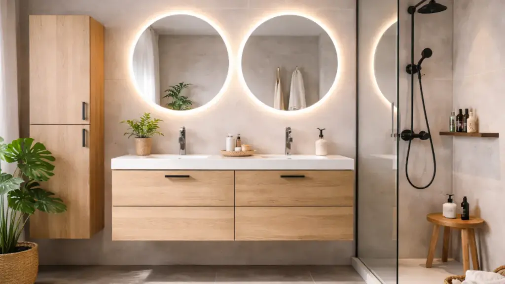 Salle de bain fonctionnelle avec de nombreux rangements