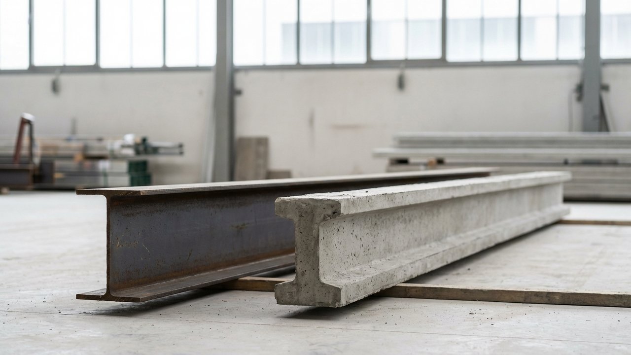 Comparaison visuelle entre un linteau IPN acier et un linteau béton