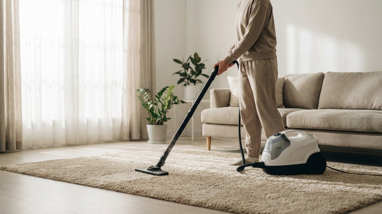 Utilisation d'un nettoyeur vapeur pour nettoyer une moquette