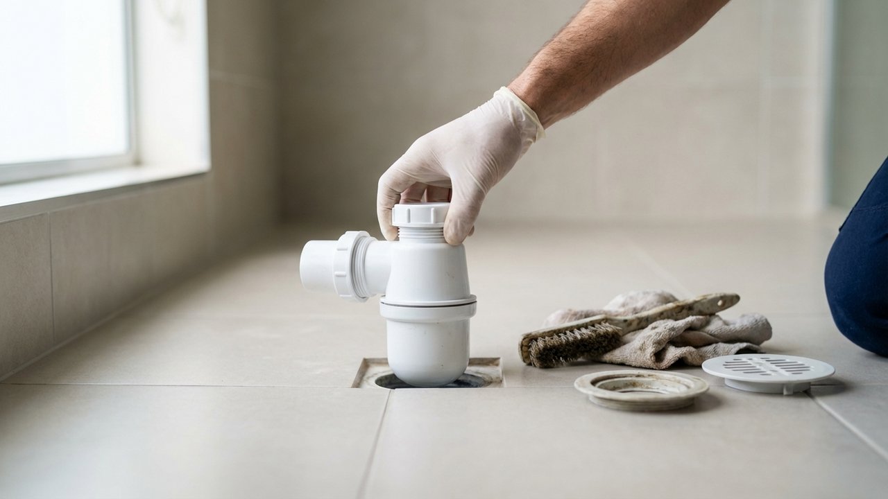 Nettoyage du siphon d'évacuation d'une douche