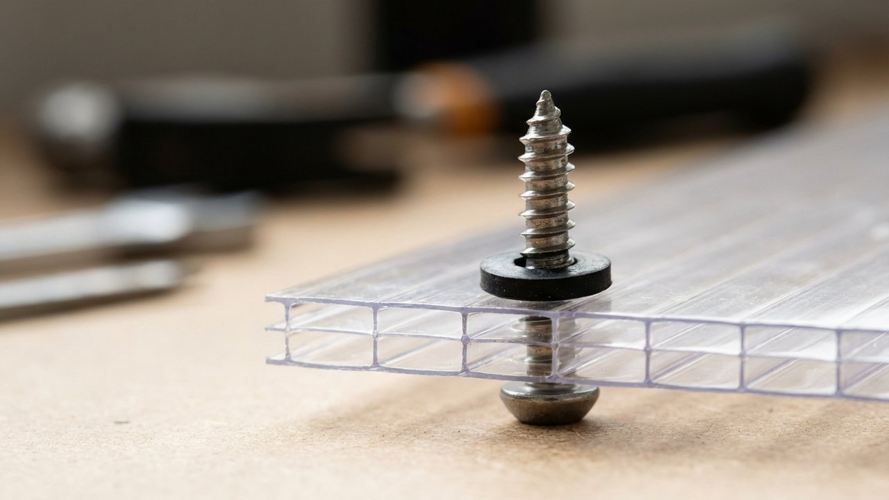 Vis autotaraudeuse avec rondelle EPDM pour fixer le polycarbonate