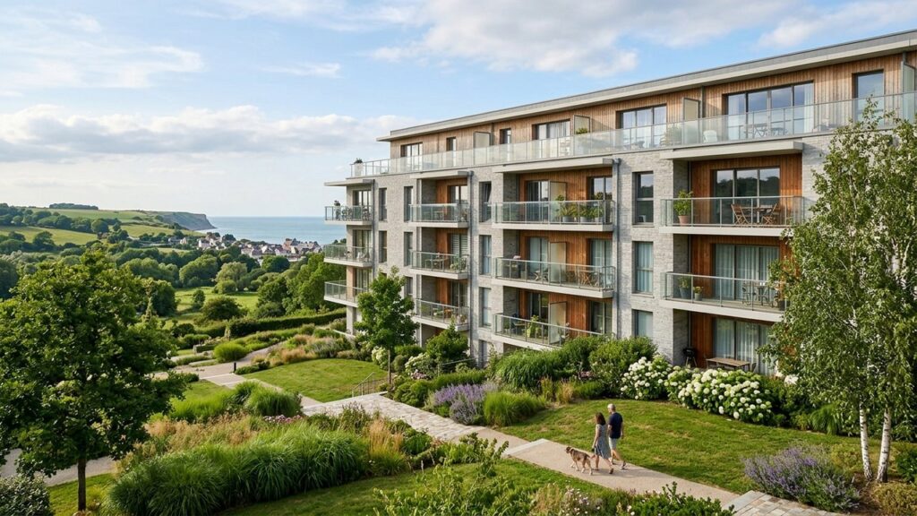 Programme immobilier neuf en Normandie avec balcons et espaces verts