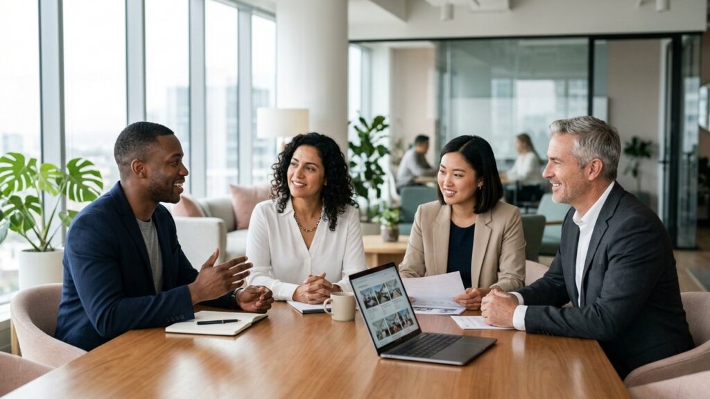 Professionnels des métiers de l'immobilier au travail