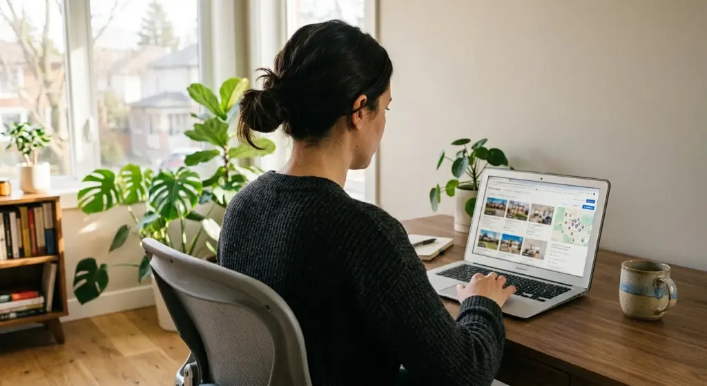 Personne qui recherche un bien immobilier sur un site de petites annonces