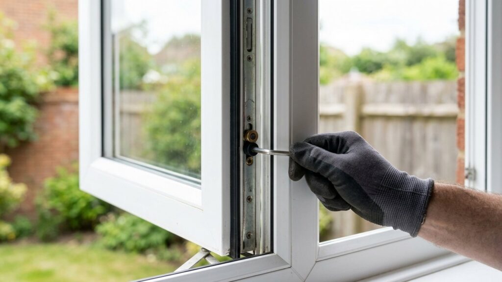 Réglage de la compression d'une fenêtre PVC avec clé Allen