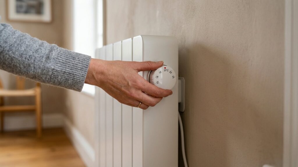 Réglage d'un thermostat de radiateur électrique avec molette