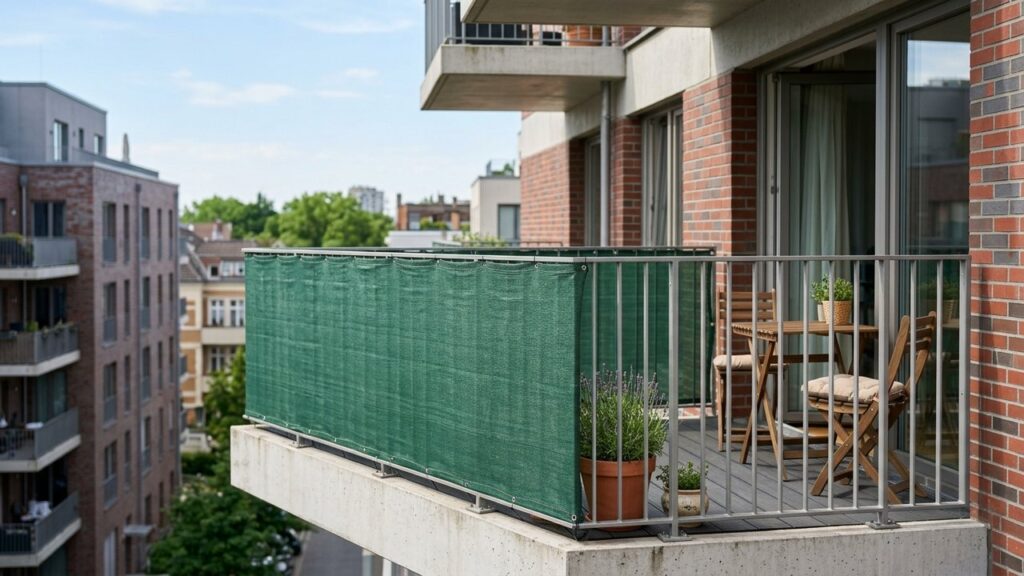 Brise-vue installé sur un balcon en copropriété
