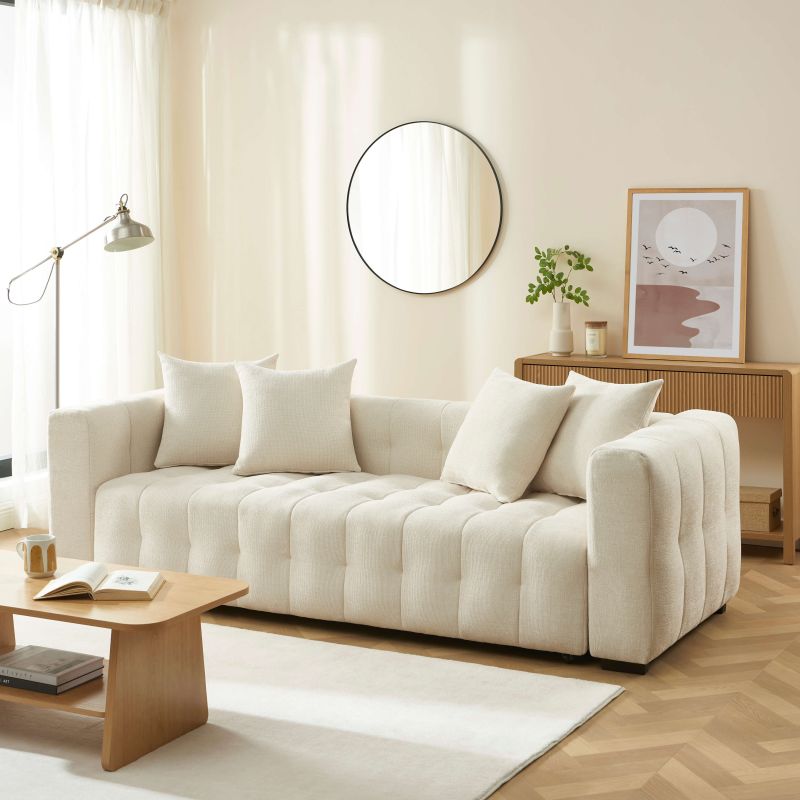 Canape droit convertible beige
