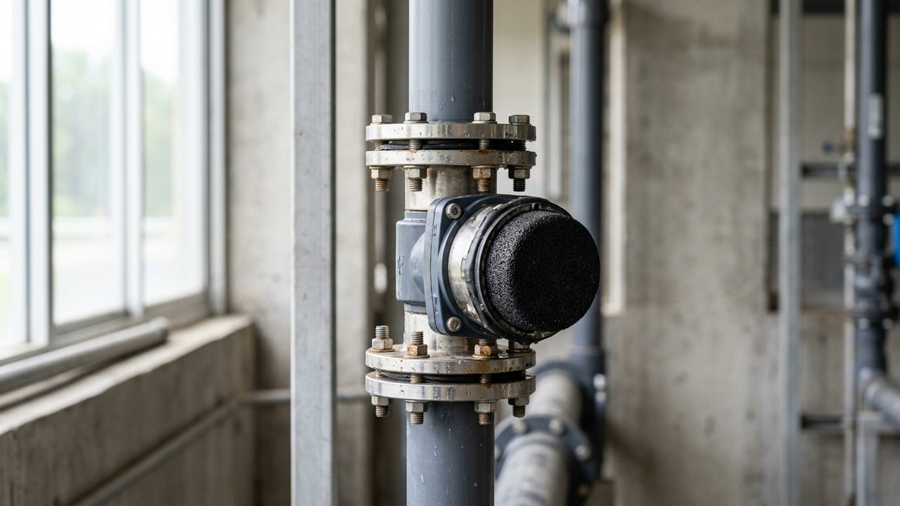 Clapet aérateur à membrane installé verticalement sur canalisation WC