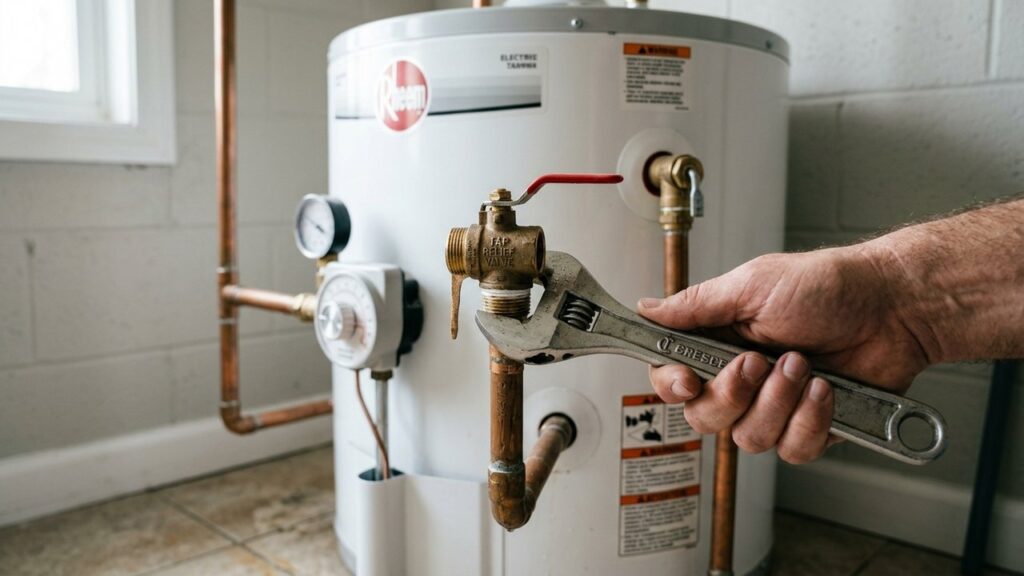Démontage d'un groupe de sécurité sur un chauffe-eau