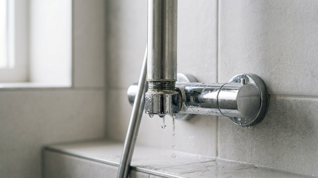 Fuite d'eau au niveau des raccords d'une colonne de douche