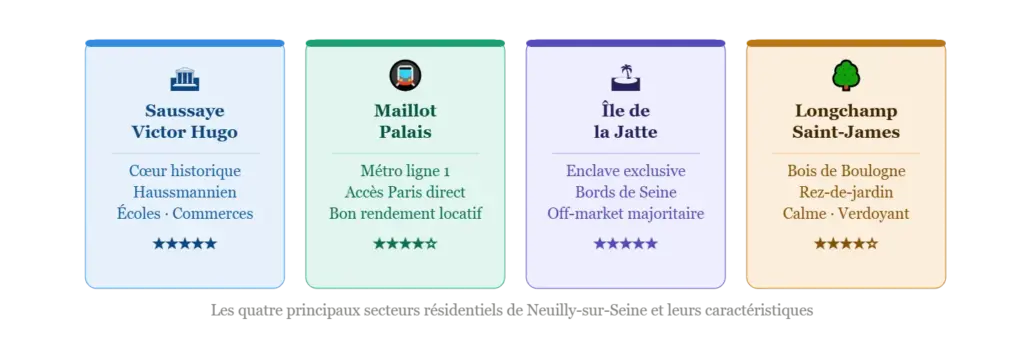 Infographie des meilleurs quartiers à Neuilly-sur-Seine