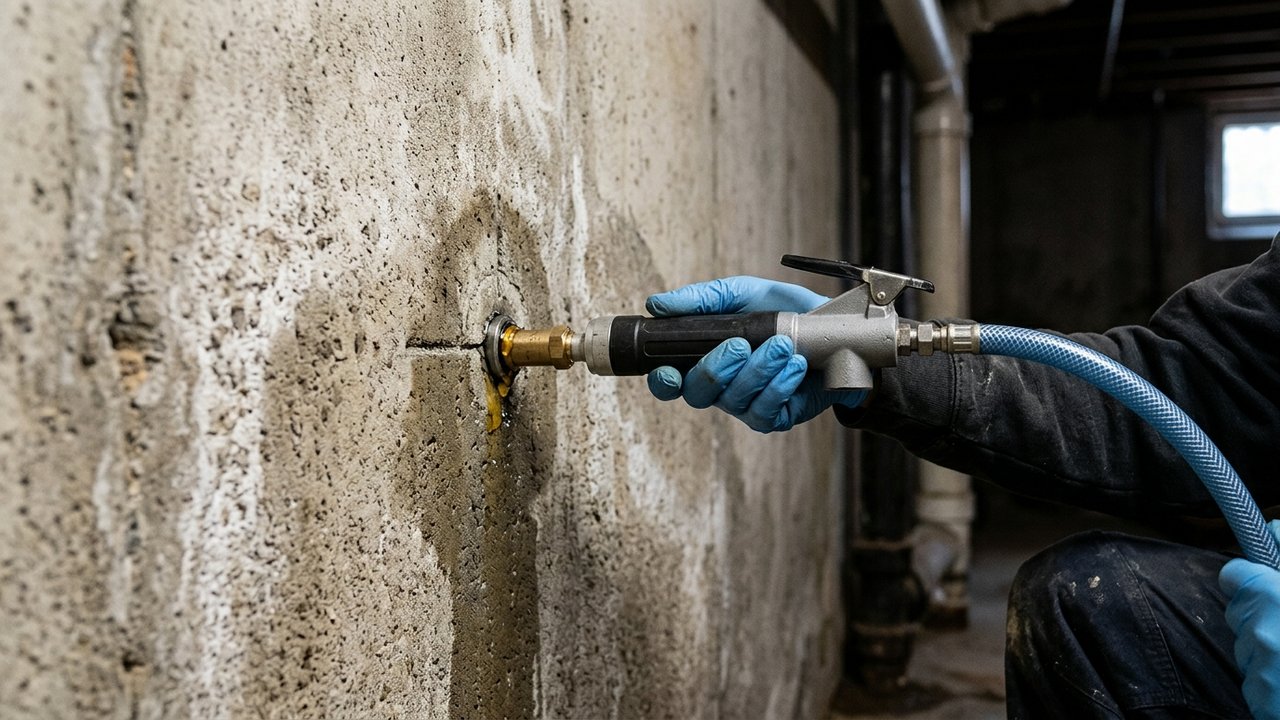 Traitement par injection de résine hydrophobe contre les remontées capillaires