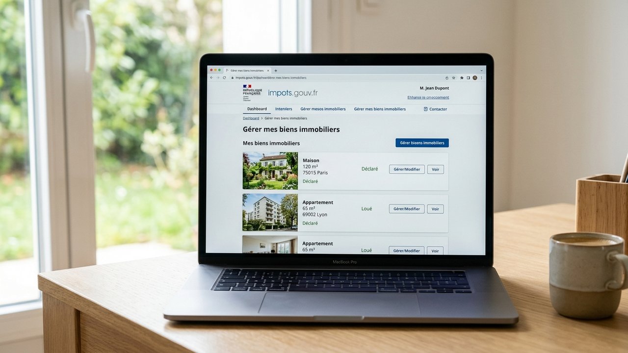 Liste des biens immobiliers avec références cadastrales sur impôts.gouv.fr